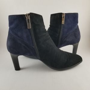 Aquatalia Tri-color Suede Zipper Black Booties